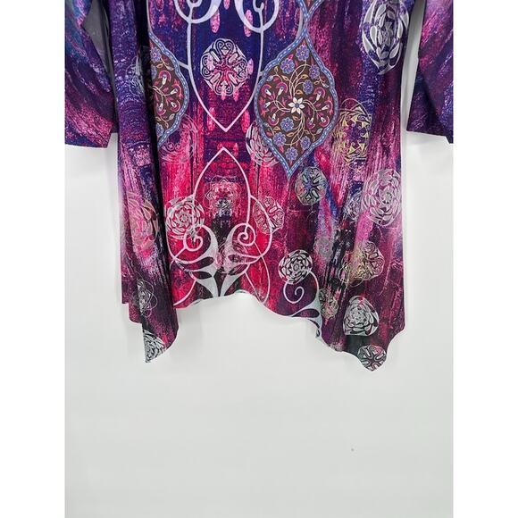 The Pyramid Collection Womens Asymmetric Tunic Size 1X Top Psychedelic Artsy - Picture 3 of 9